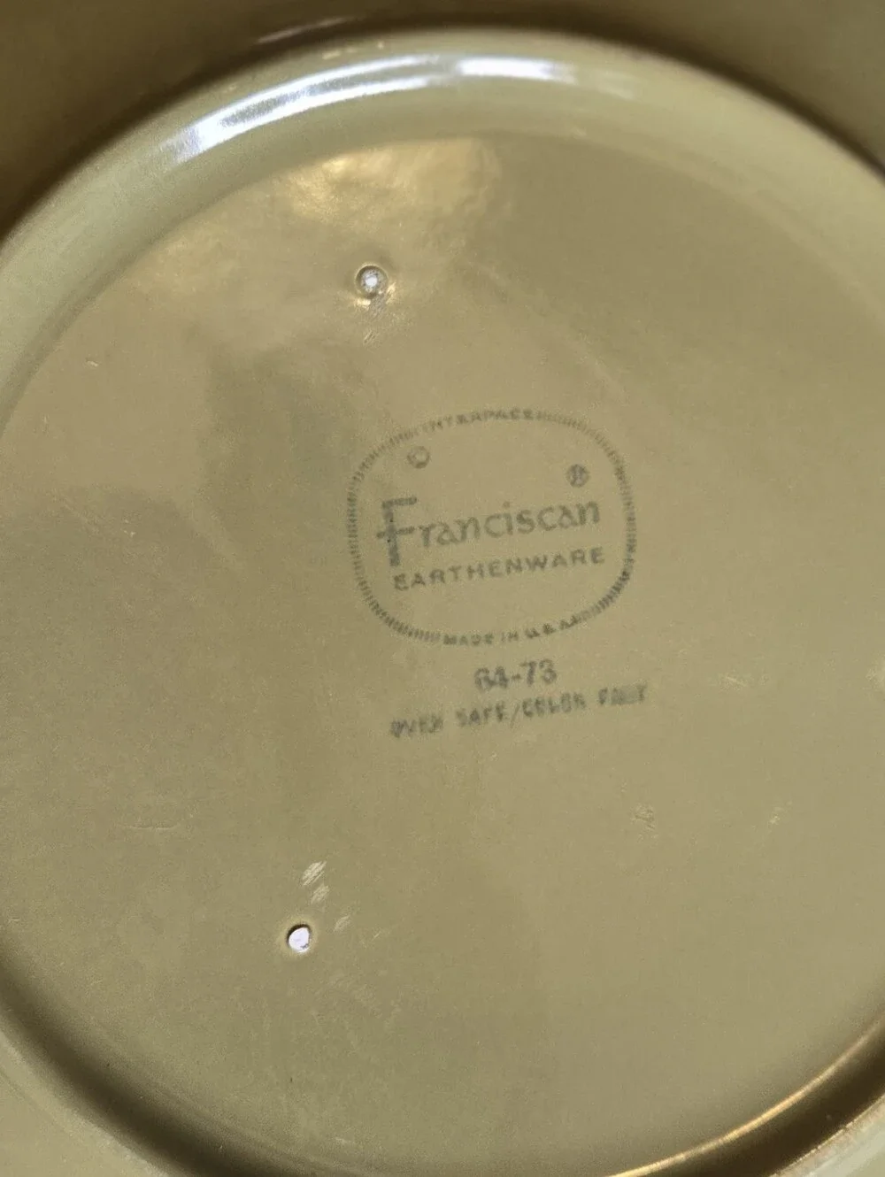 Franciscan Olive Green Glazed Earthenware Large Serving Bowl 64-73